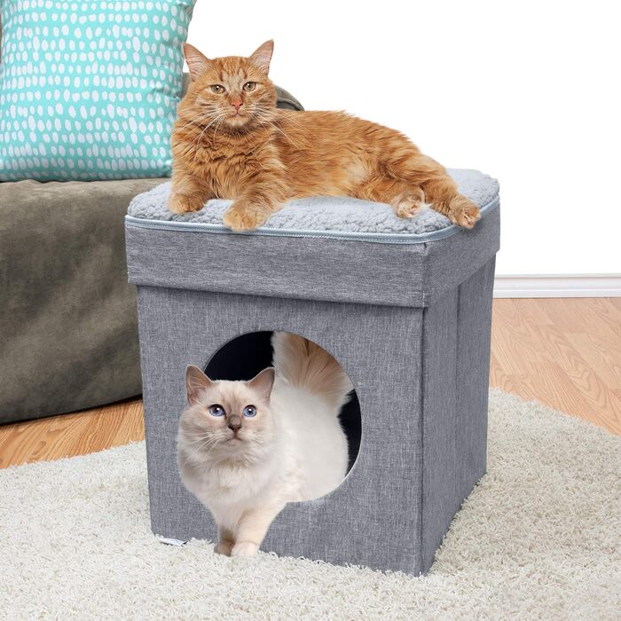 Kitty City Велике котяче ліжко-куб, будиночок для котів, внутрішній когтеточка