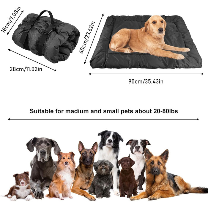 Водонепроникний килимок для собак 90 x 60 см, килимок для собак у подорожі, миючий килимок для собак і котів, портативне собаче ліжко для активного відпочинку, в авто та на вулиці, для подорожей та кемпінгу (сірий)