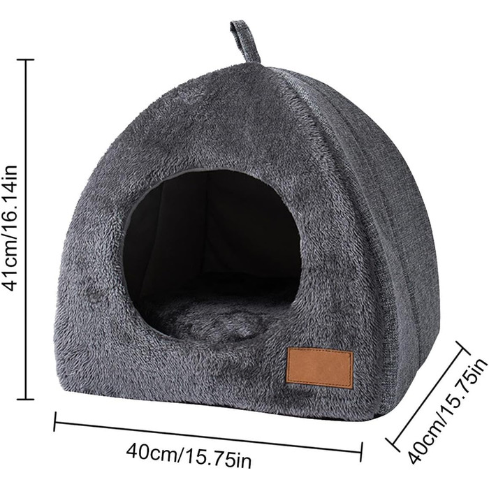 Кігтеточка-будиночок для котів з фетру, чорно-сірий, L, 40x40x41 см, 2-в-1 для котів та собак