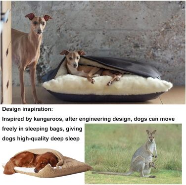 Спальник для собак з дахом, затишне ліжко-печера для собак, теплий зимовий плюшевий лежак з капюшоном, ліжко для котів зі знімним дахом, диванчик для собак маленьких та середніх порід (Бежевий, 60x50x23 см)