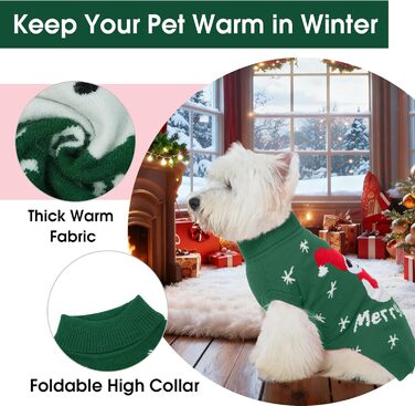 Святий Вечірній Пуловер для Собак IDOMIK: Сніговик та Собака, з Отвором для Поводка, Рожевий (X-Large, Зелений)