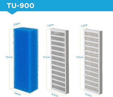 Акваріумний фільтр внутрішнього типу з UV-лампою 5W, 3-рівнева фільтрація, регульована подача води 700 л/год. Підходить для акваріумів 120-180л (прісна вода) або 70-100л (морська вода). Комплект фільтрувальних матеріалів (TU-900)