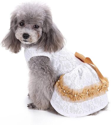 Сукня для собак LifeWheel: елегантний наряд для маленьких та середніх собак, цуценят. Сукня принцеси з мереживом, тепла, для святкування (Halloween, Різдво, весілля) - білий колір.