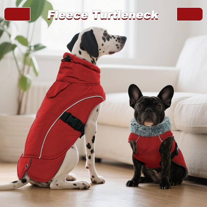 Зимовий теплий плащ для великих собак - вітронепроникний, світловідбиваючий, з регульованим коміром та кнопками, водовідштовхуюча флісова жилетка для Golden Red S