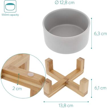 Набір мисок для котів та собак Navaris (2 шт) - серія Babus, сірий