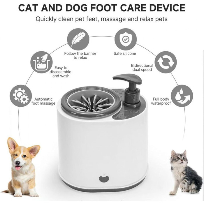 Автоматичний очисник лап для собак – електричний, портативний, USB-пристрій з мікрофіброю для догляду за шерстю