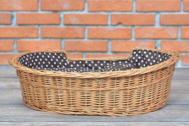 Корзина для собак з лози e-wicker24 502-60, брунатний колір, 60 x 43 x 19 см (80 x 60 x 26 см), натуральний дизайн