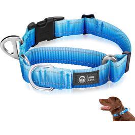 Нашийник для собак Martingale, світловідбиваючий, з зупиняючим ефектом, для великих, середніх та маленьких собак, нейлон, синій, розмір L