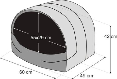 Будка для собак і котів XL 60x49 см чорна – лежанка, будиночок, спальне місце