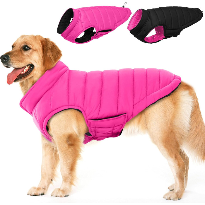 Лелепет: Зимовий теплий водонепроникний одяг для собак великих порід, XL (рожевий)