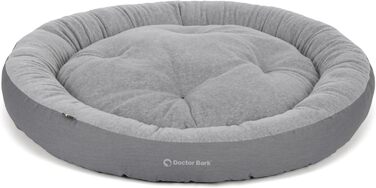 Кругле лежанка для собак великих порід Doctor Bark GreenLabel, 70x60 см, світло-сірий, з м'яким флісовим/бавовняним подушкою