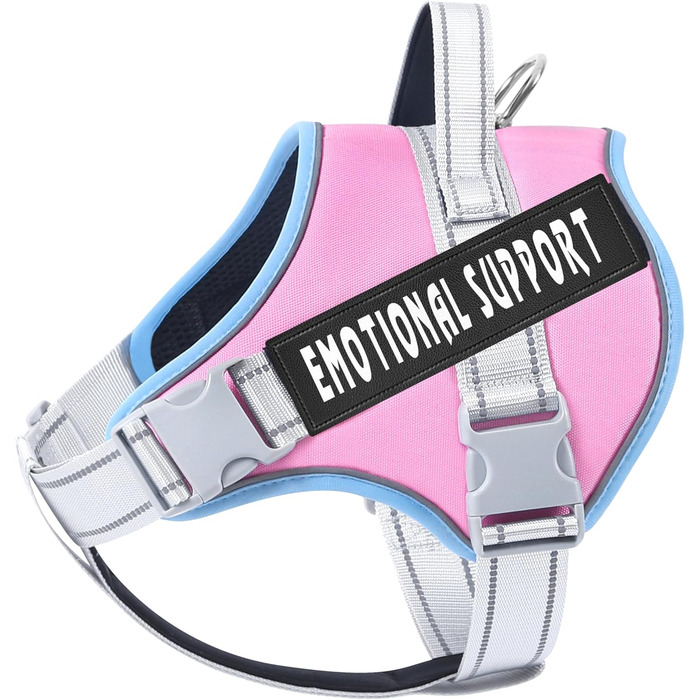 Пояс для собак Voopet для емоційної підтримки, професійний сервіс, жилет-пояс для собак маленьких, середніх та великих порід, світловідбиваючий, дихаючий та регульований, запобігає тягненню/нудоті, ESA (X-Small (Упаковка з 1), Синій_Рожевий)