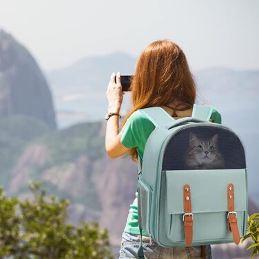 Рюкзак для собак і котів PETCUTE до 8 кг, з внутрішньою страхувальною лінією, дихаючий, з вікном, знімний килимок, для собак, котів, домашніх тварин (зелений)
