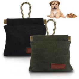 Сумка для ласощів для собак, для тренувань, ручна, з карабіном, 2 шт., чорний, зелений