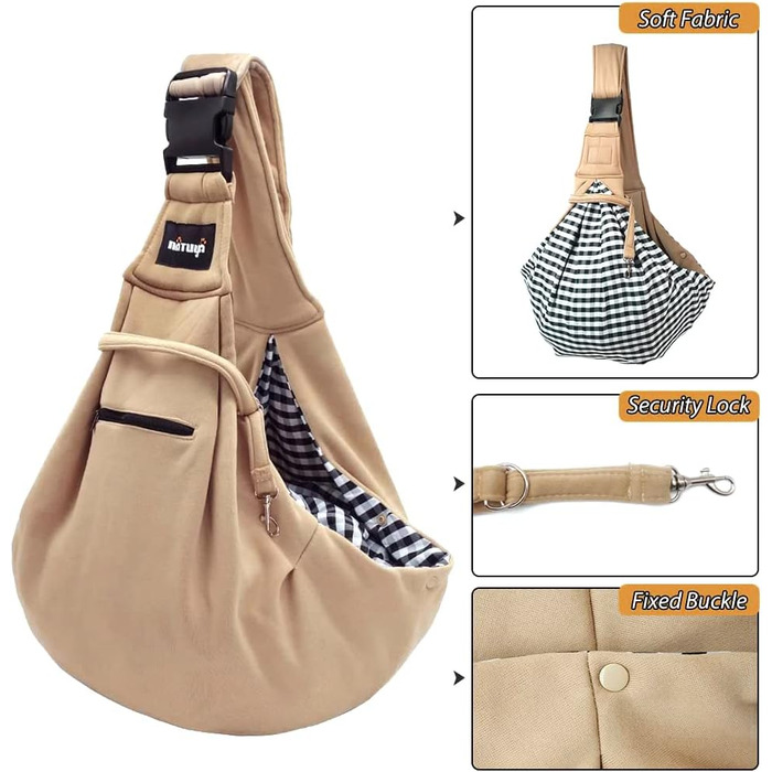 NATUYA Сумка-переноска для собак та котів, бавовняна, бежева, для прогулянок та подорожей