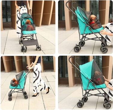 Легкий візок для собак та котів до 10 кг, чорний: дихаючий, без встановлення, з парасолькою