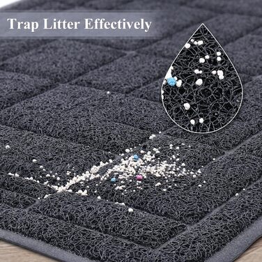 Килимок для котячого туалету VIVAGLORY, сірий, 90х60 см. Килимок для котячого лотка, миючий, підкладка, ловильник наповнювача.
