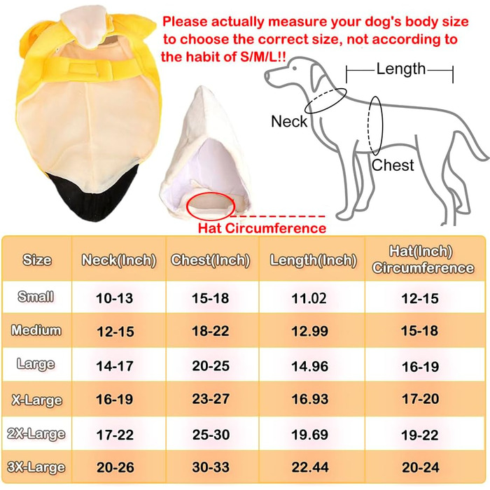 Костюм для собак Банан, карнавальний костюм для собак, XL (Окружність шиї 41-48 см, груди 58-69 см, довжина 43 см)