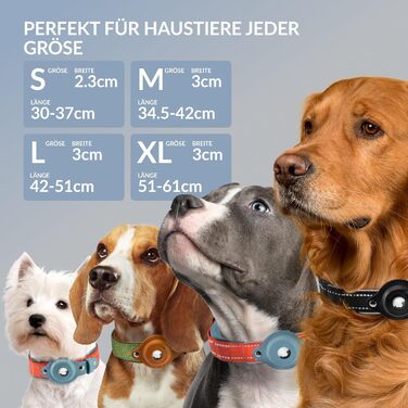 Нашийник для Apple AirTag для собак CollarDirect, світловідбиваючий, чорний, XL (51-61 см)