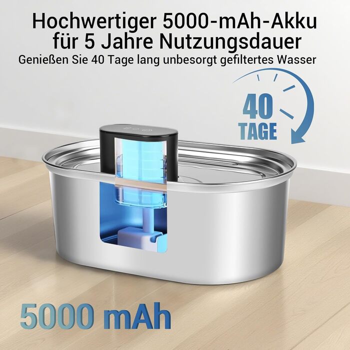 Фонтанчик для котів Dreamhigh® 3.5L: бездротовий, з датчиком руху, з нержавіючої сталі, 2 режими подачі води, для котів та маленьких собак