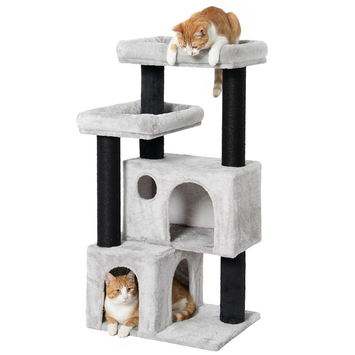 Великий котячий комплекс Kratzbaum 164 см для великих котів, з 11 см товстими стовпами, гамаком, плюшевими платформами та ховалькою