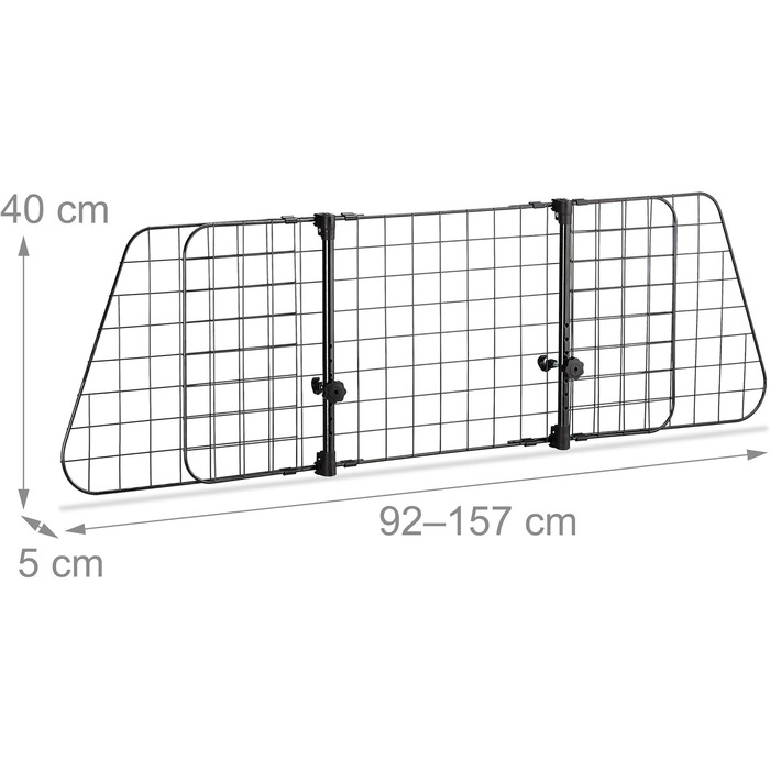 Сітка для собак у машину Relaxdays, універсальна, регульована ширина, чорна, 40 x 92-157 см