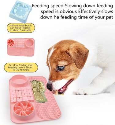 Лежак-іграшка для собак з присосками, повільний годівник, рожевий | Лежак-пазл для собак