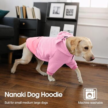 Світшот для великих собак Nanaki з капюшоном, тепла флісова куртка з кишенею для дівчаток та хлопчиків, для Бульдога, теплий одяг для відпочинку та повсякденного носіння (X-Large, Рожевий)