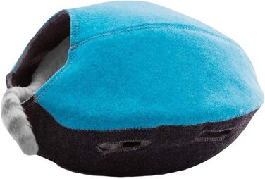 Складаний котячий будиночок Lazy Place з ігровим отвором, фетровий м’який лежак-ніша для котів, праний, синій/сірий