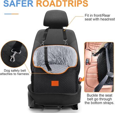 Автокрісло для маленьких собак з Memory Foam до 15,9 кг, підвищене, безпечне, знімний та праний чохол
