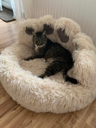 Кругле лежанка для собак Pfoten&nasen® Bärenpfote, S - 65 см, коричнева, плюшеве, миється