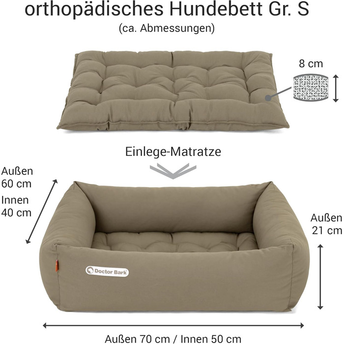 Ортопедичне ліжко для собак Doctor Bark - зручне та гігієнічне, 70x60 см, золото-коричневе (S)