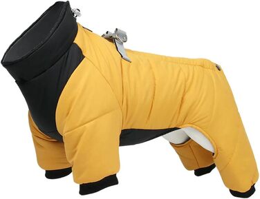 Тепла зимова куртка для собак: водонепроникна, для маленьких та середніх порід, чихуахуа, французький бульдог, мопс. Жовта куртка на клямках. Розмір S