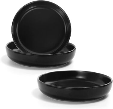 Набори мисок для котів SPUNKYJUNKY 3 шт. з кераміки, чорного кольору (300 мл)