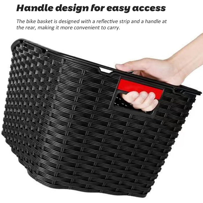 Велика плетена корзина для велосипеда: міцна, з ручкою та дзеркалом PP для сумок, тварин, овочів та м'ячів