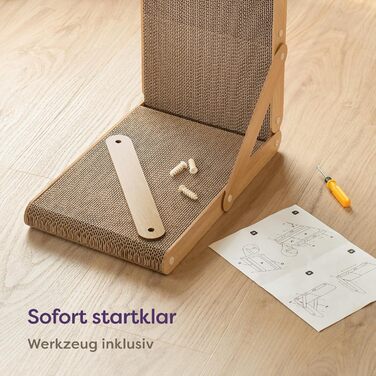 Кігтеточка для котів Knupis велика 68 см - міцна картонна кігтеточка для догляду за кігтями - до 2 років використання - легка збірка - поворотне L-подібне виконання - захист дивану та стін