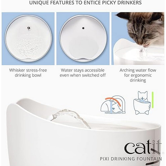 Питний фонтан для котів Catit Pixi, 2,5 л, білий