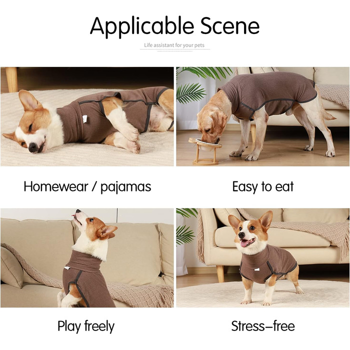 Теплий собачий светр Heywean з флісу для маленьких та середніх собак. Зручний зимовий одяг для дому та прогулянок. Колір: коричневий.