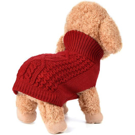 Вовняний пуловер для собак, теплий зимовий пуловер з високим коміром, одяг для собак, теплий пуловер з в'язаного полотна для цуценят, маленьких та середніх собак