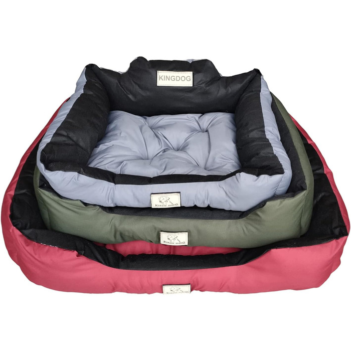 Ліжко для собак та котів KingDog з двома подушками, кошик для собак, ліжко для домашніх тварин, миється, водонепроникний PVC (XL 115x95см, Червоний)