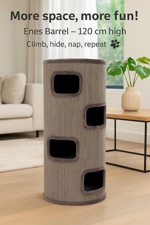 Драпак для котів Flamingo Enes S сірого кольору, 56 см, діаметр 42 см, сизаль та плюш