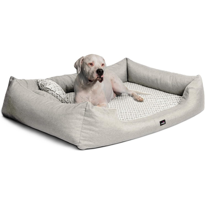 Ортопедичне ліжко для собак Tierlando® Ellen з матрацом з піною з ефектом пам'яті та текстурованою облямівкою. Розмір: 90x75 см, колір: кремовий. Підходить для собак великих та малих порід.