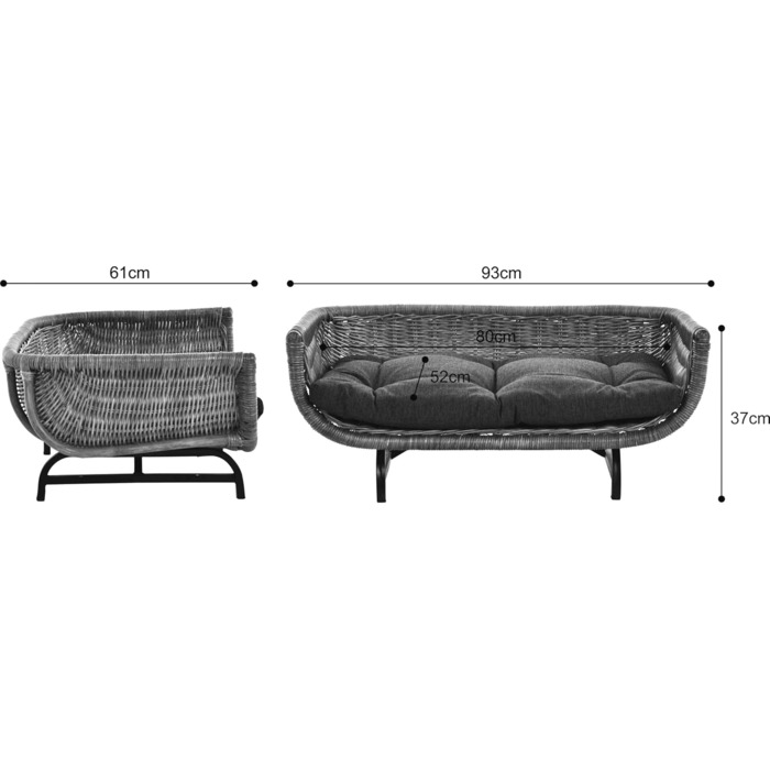 Корзина для собак та котів Retro Design, XL, з подушкою, ротанг, світло-коричневий