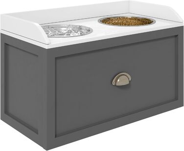 PawHut подвійна годівниця для великих собак, 2×2 л, з висувним ящиком, нержавіюча сталь, сіра