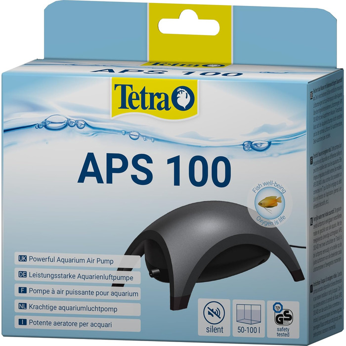 Tetra APS 100 – тиха мембранна повітряна помпа для акваріума 50-100 л, чорна