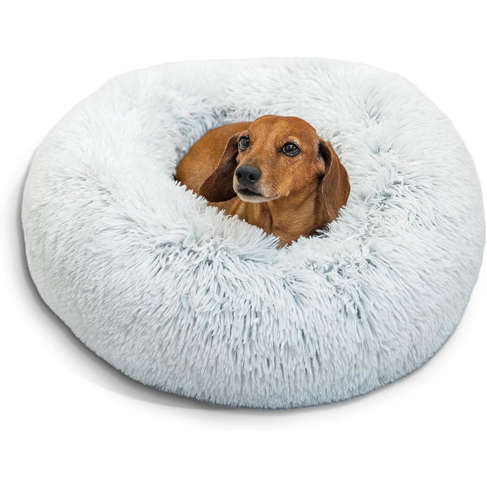 Ліжко для котів і собак Best Friends by Sheri Calming Donut, машинне прання, морозно-сіре, 58x58 см