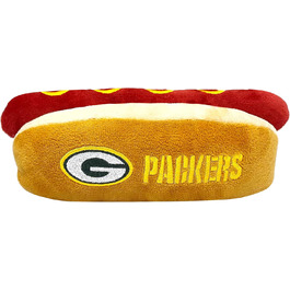 Іграшка для собак та котів у вигляді хот-дога з пискавкою Pets First NFL Green Bay Packers, плюшева, з логотипом футбольної команди