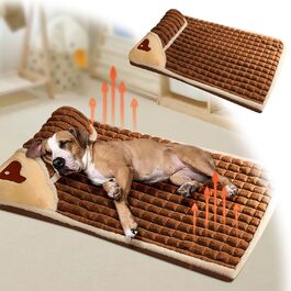 Ортопедичний лежак для собак, малого та середнього розміру - миючий, з неслизьким покриттям та високим бортиком - знімний чохол, килимок для собак, товстий та теплий лежак для домашніх тварин (Кофе)