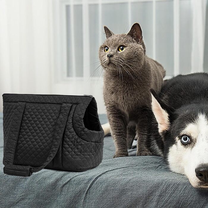 Транспортна сумка для котів та маленьких собак з бавовни | Легка переносна сумка для кошенят, цуценят (Чорний)