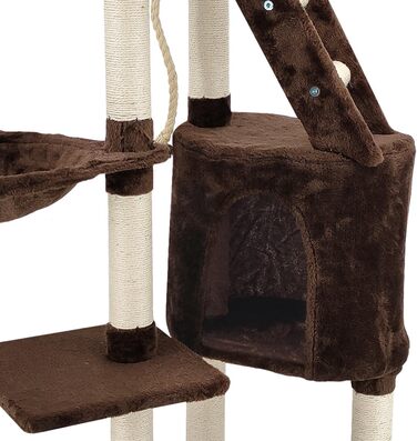 Дерев'яний кігтеточка для котів Beltom® з ігровим комплексом, 120 см, коричнева